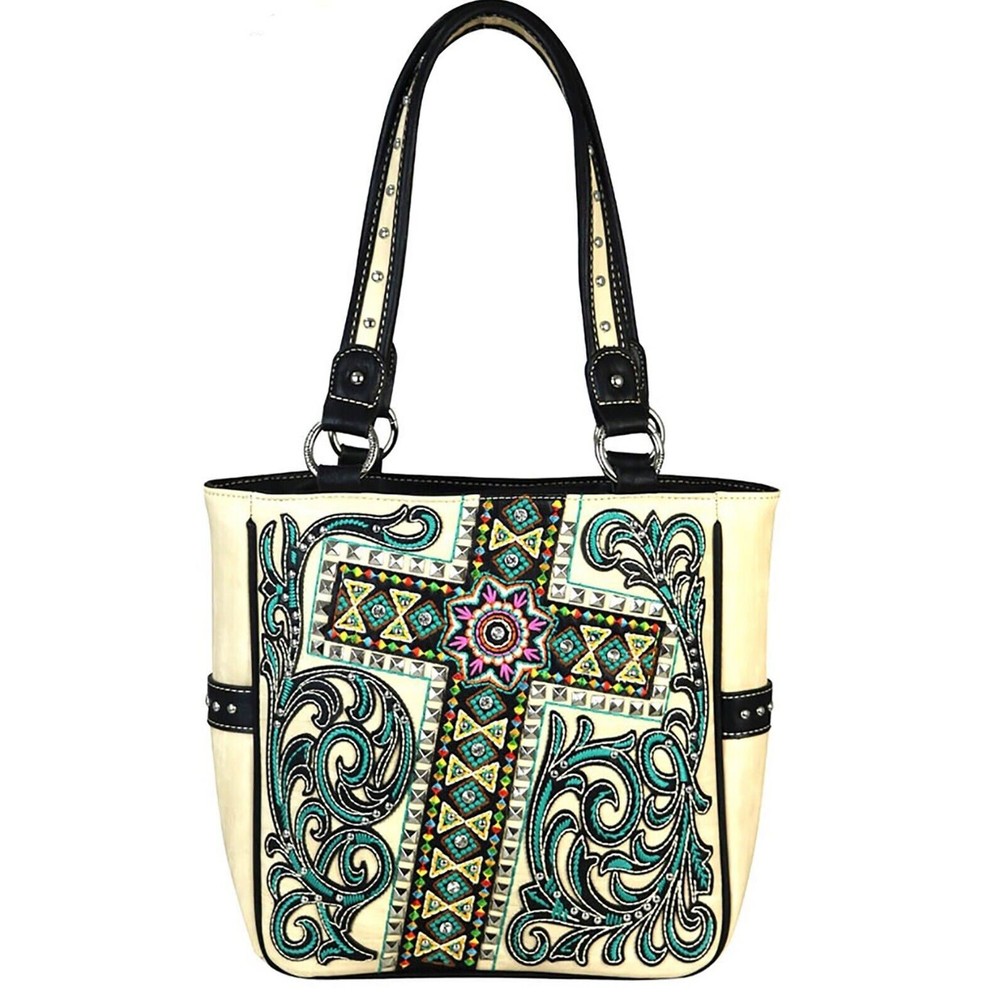 Montana West Handbag Purse Western Tote Shoulder Bag Colorful Embroidered Cross